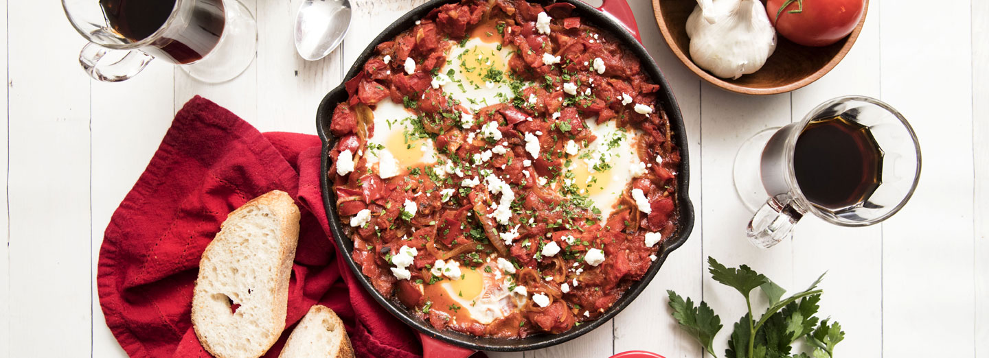 Grilled Pepper Shakshuka with Feta