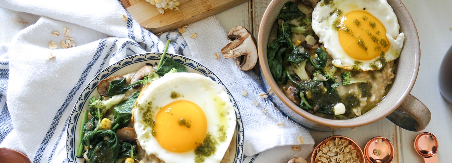 Bone Broth Oats with Sautéed Vegetables and Soft Eggs
